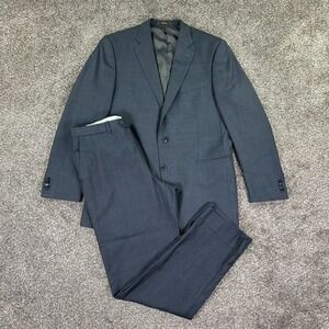 Peter Millar 100% Wool Navy Blue Blazer Mens 42T Jacket Sports Coat with Pants